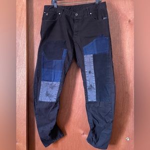 G-Star Raw Arc 3D Relaxed Tapered Jeans Plaid Patchwork 36x34 Mens